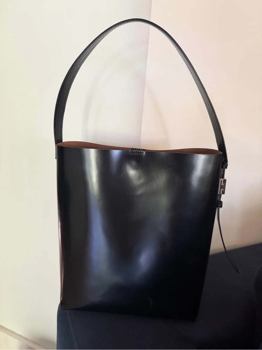 J crew Edie Bucket Bag Black patentLeather Bucket Shoulder Bag - Women's Handbag
